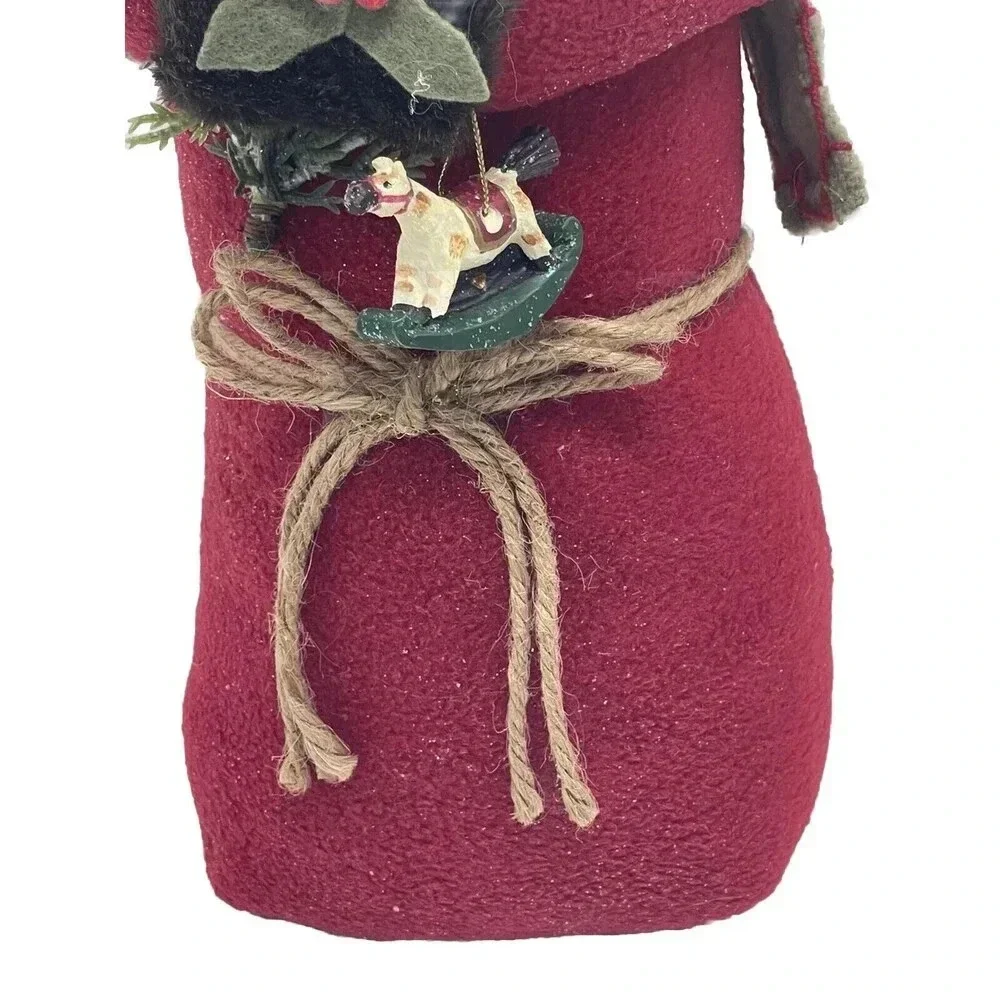 Primitive Christmas Red Flannel Coat, Bearded Santa 13